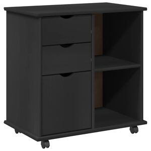 vidaXL Rolling Kast 63,5 x 39 x 65,5 cm Massief Vurenhout Zwart