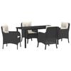 vidaXL Tuin eettafelset 5 st Zwart poly rattan