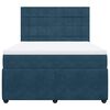 vidaXL Boxspring met matras fluweel donkerblauw 140x190 cm