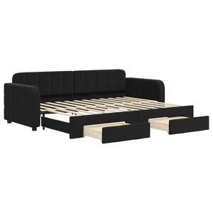 vidaXL Slaapbank met onderschuifbed en lades 80x200 cm fluweel zwart