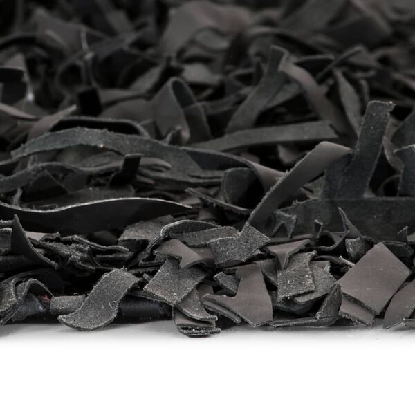 vidaXL Tapijt shaggy hoogpolig 160x230 cm echt leer grijs