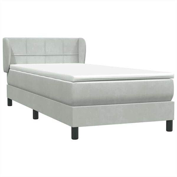 vidaXL Boxspring met matras fluweel lichtgrijs 80x220 cm