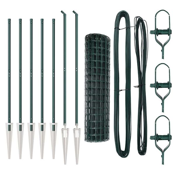 vidaXL Hek met Paal Groen 1 x 10 m Staal en PVC