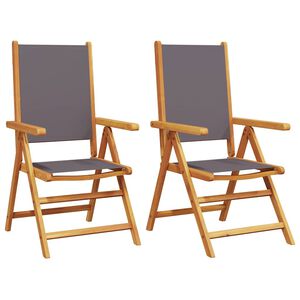 vidaXL Opklapbare stoelen, 2 stuks, antracietkleurig massief acaciahout en stof.
