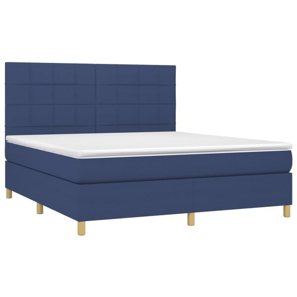 vidaXL Boxspring met matras stof blauw 160x200 cm