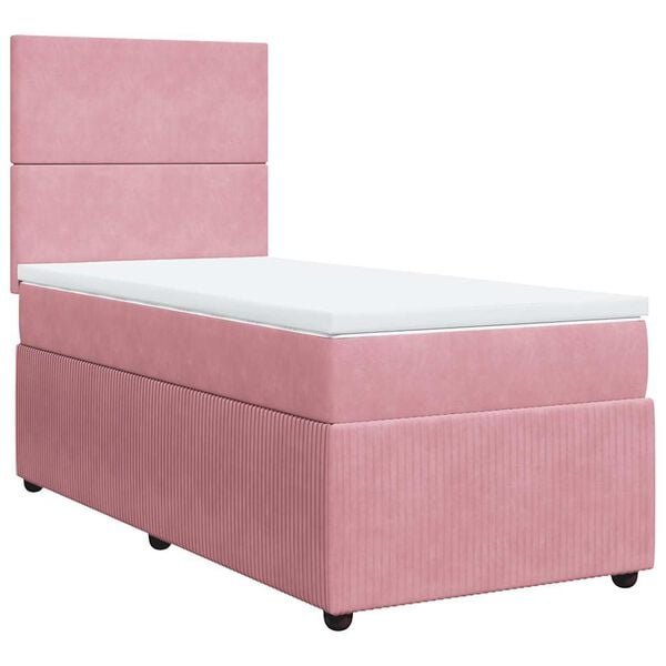 vidaXL Boxspring met matras fluweel roze 80x200 cm