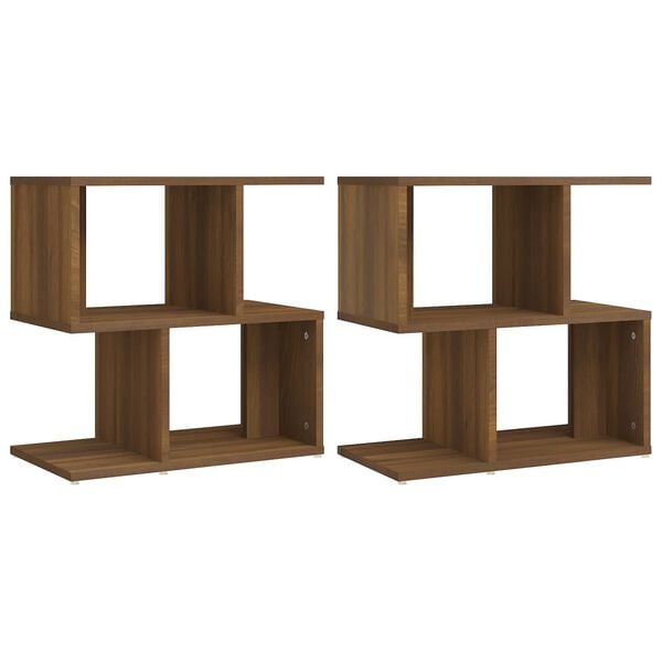vidaXL Nachtkastjes 2 st 50x30x51,5 cm bewerkt hout bruin eikenkleur