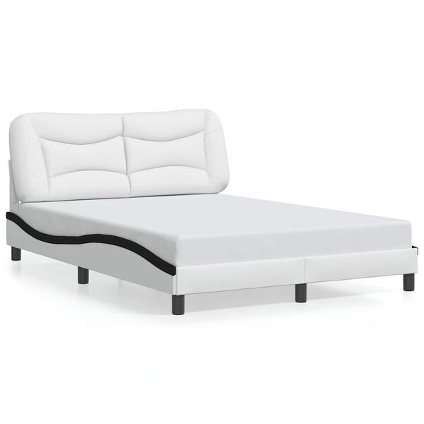 vidaXL Bedframe zonder matras "Hvar" kunstleer zwart en wit 140x200 cm