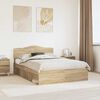 vidaXL Bedframe met hoofdeinde Sonoma 140 x 190 cm Massief grenenhout