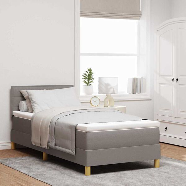 vidaXL LED Box Spring Bed met matras met LED Taupe 100 x 200 cm Stof