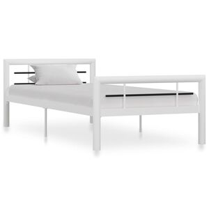 vidaXL Bedframe metaal wit en zwart 90x200 cm