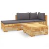vidaXL 4-delige Loungeset met kussens massief teakhout