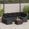 vidaXL Tuinbankenset met kussen 7 pcs Zwart poly rattan