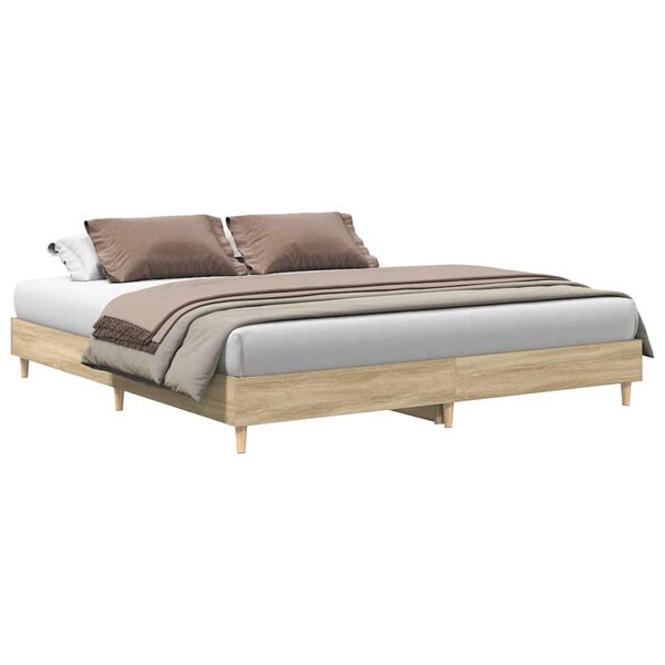 vidaXL Bedframe zonder matras 200x200cm spaanplaat sonoma eikenkleurig