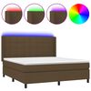 vidaXL Boxspring met matras en LED stof donkerbruin 160x200 cm