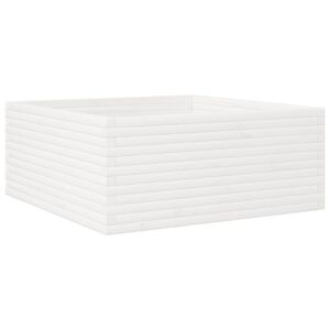 vidaXL Plantenbak 110x110x46 cm massief grenenhout wit