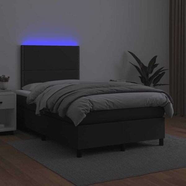 vidaXL Boxspring met matras en LED kunstleer zwart 120x190 cm