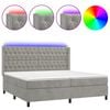 vidaXL Boxspring met matras en LED fluweel lichtgrijs 200x200 cm