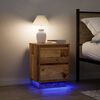 vidaXL Nachtkastjes met led-verlichting 2 st 38x34x50 cm oud hout