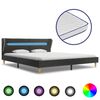 vidaXL Bed met LED en traagschuim matras jute donkergrijs 180x200 cm