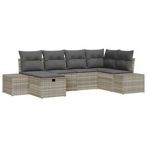 vidaXL Tuin Sofa Set met kussen 6 pcs Lichtgrijs poly rattan