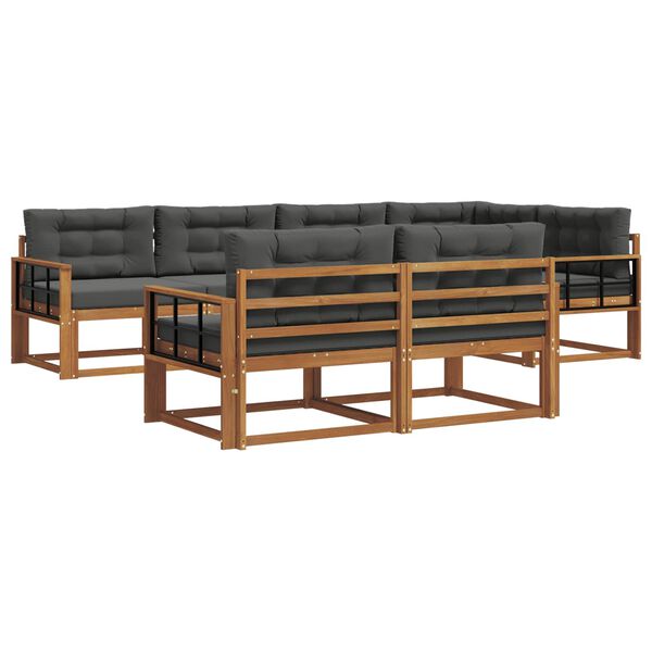 vidaXL Buiten bankenset met kussen 7 pcs Natuurlijk en Antraciet