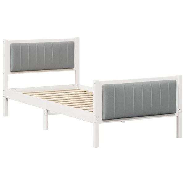 vidaXL Bedframe Wit en lichtgrijs 90 x 190 cm Massief grenenhout