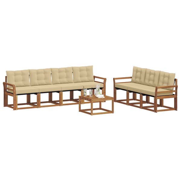 vidaXL Buiten bankenset met kussen 8 pcs Natuurlijk en Beige