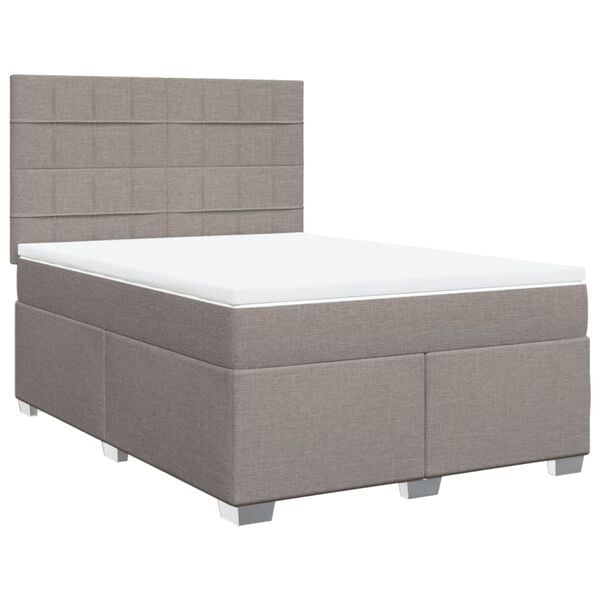 vidaXL Boxspring met matras stof taupe 140x200 cm