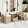 vidaXL 10-delige Loungeset met kussens poly rattan beige