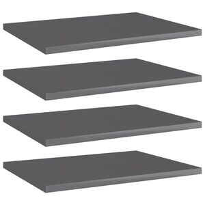 vidaXL Wandschappen 4 st 40x30x1,5 cm spaanplaat hoogglans grijs