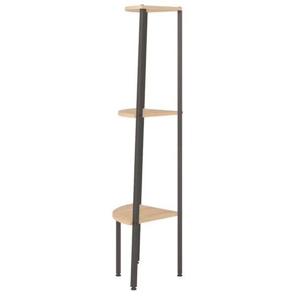 vidaXL Hoekkastje met 3 schappen 45,5x31,5x120 cm lichtbruin en zwart