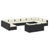 vidaXL 12-delige Loungeset met kussens poly rattan zwart