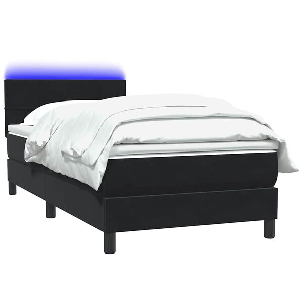vidaXL Boxspring met matras en LED fluweel zwart 100x220 cm