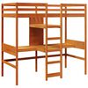 vidaXL Hoogslaper met bureau en schappen grenenhout wasbruin 90x200cm