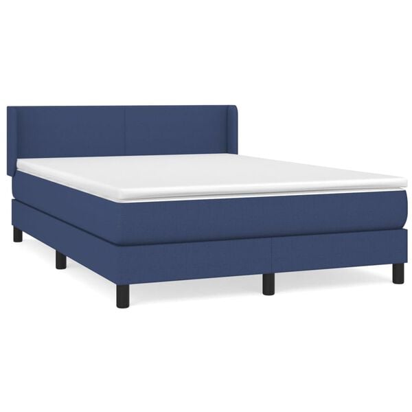 vidaXL Boxspring met matras stof blauw 140x200 cm