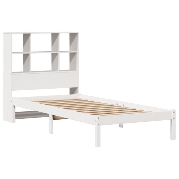 vidaXL Bed met boekenkast zonder matras grenenhout wit 90x200 cm