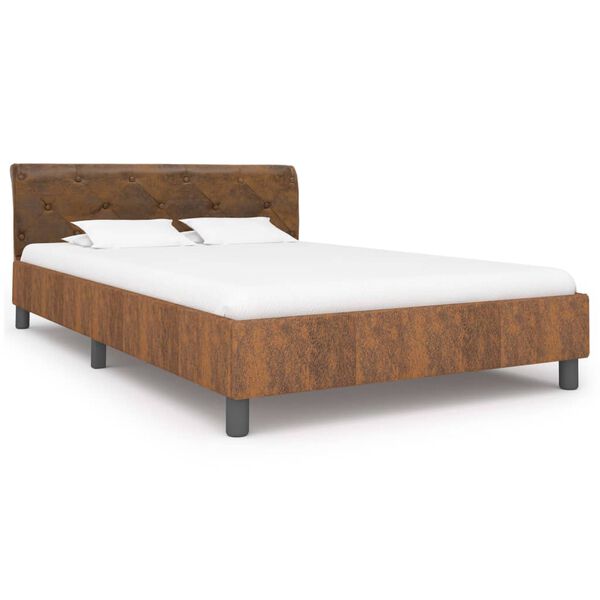vidaXL Bedframe kunstsu&egrave;de bruin 120x200 cm