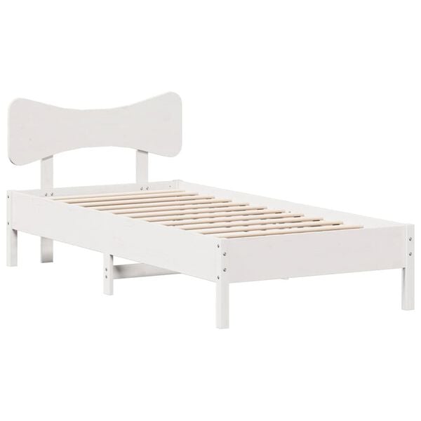 vidaXL Bedframe zonder matras massief grenenhout wit 75x190 cm