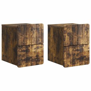 vidaXL Wandbeugel Bedkast 2 pcs Gerookt eiken 33 x 34,5 x 43 cm