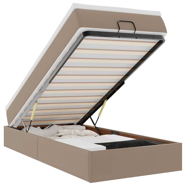 vidaXL Ottoman bed met matras 100x200cm kunstleer cappuccinokleurig