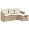 vidaXL 4-delige Loungeset met kussens poly rattan beige