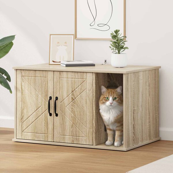 vidaXL Kattenhuis Sonoma 85 x 55 x 50 cm Bewerkt hout
