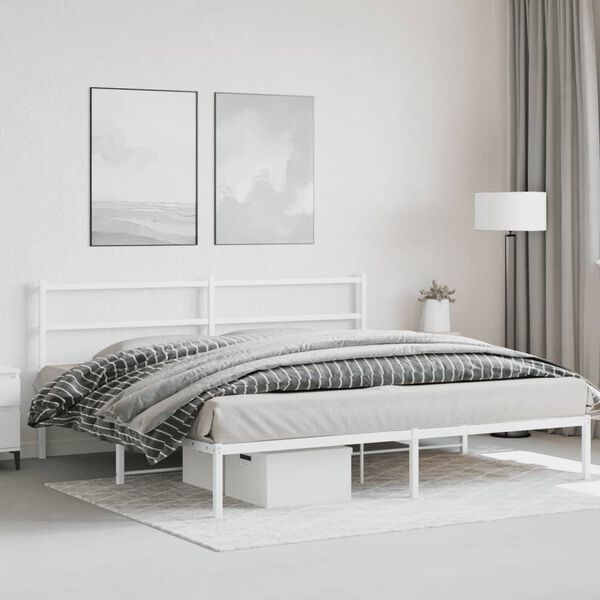 vidaXL Bedframe met hoofdbord metaal wit 180x200 cm