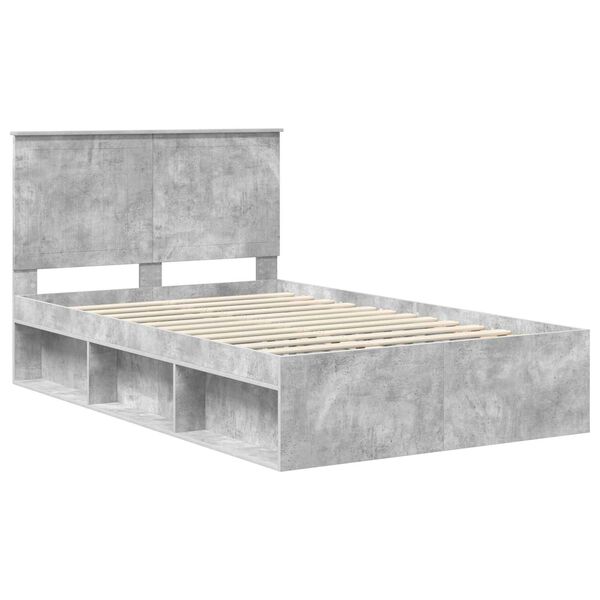 vidaXL Bedframe met hoofdeinde Beton 120 x 190 cm Massief grenenhout