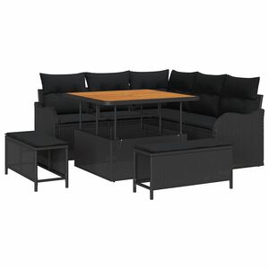vidaXL Tuin Sofa Set met kussen met opslag met kussen 8 pcs Zwart