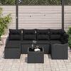 vidaXL Tuin Sofa Set met kussen 7 pcs Zwart Poly riet