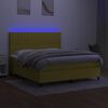 vidaXL Boxspring met matras en LED stof groen 160x200 cm