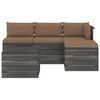 vidaXL 5-delige Loungeset met kussens pallet massief grenenhout