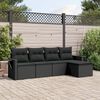 vidaXL 5-delige Loungeset met kussens poly rattan zwart